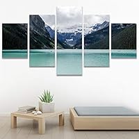 SIGNWIN 5 Panel Canvas Wall Art Aerial Cool Lake Landscape Multicolor Photography Realism Relax/Calm Zen for Home Decorations Ready to Hang - 60