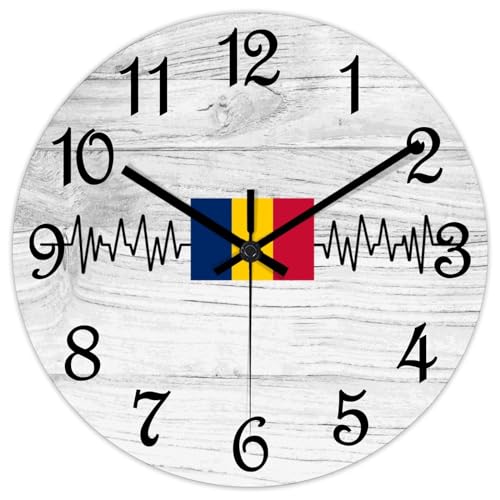 Reloj de pared de Chad redondo de madera funciona con pilas para casa 3