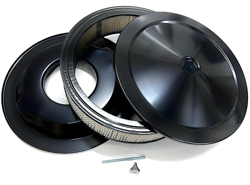 Hot Rod Black Steel Air Cleaner Kit 14' x 3' w/Paper Filter for 4BBL Carbs - SBC BBC