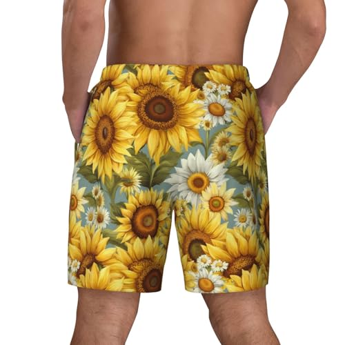 Sunflowers Chamomile Print Men Stylish Functionality Swim Trunks Breathable Beach Shorts Surfing Gym Fishing4