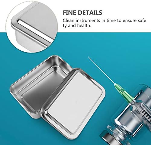 UKCOCO Stainless Steel Instrument Tray with Lid- Surgical Instrument Storage Box/Medical Surgical Instrument Box/Dental Tool and Clinical Instrument Tray with Lid