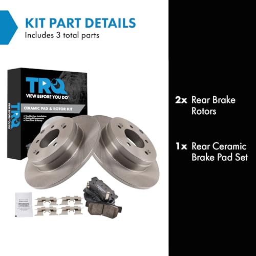 Image of TRQ Rear Brake Pad and Rotor Set Ceramic Vented Rotors | For 2006-2008 Hyundai Sonata