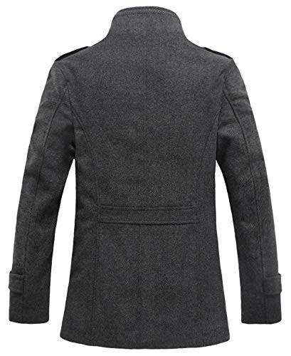 chouyatou Men's Winter Stylish Wool Blend Single Breasted Military Peacoat2