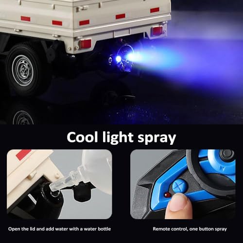 Image of GoolRC Remote Control Car Kei Truck, 1:16 Scale RC Transport Pickup Truck with Spray and Light, 2.4GHz All Terrain RC Cars for Teens and Adults Christmas or Birthday Gift (Blue)