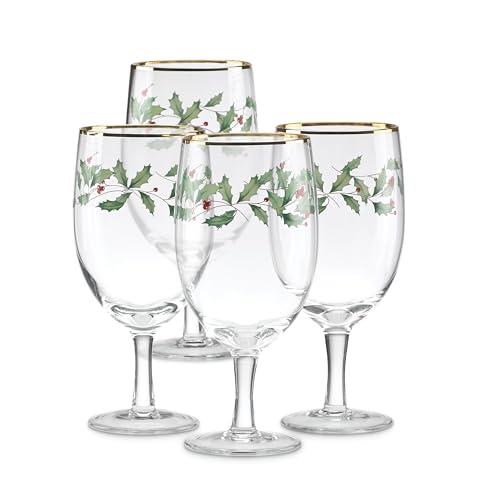 Lenox 849606 Holiday 4-Piece Iced Beverage Glass Set, Christmas Dinnerware, Hosting