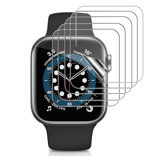 5 Pack TPU Screen Protector Compatible with Apple Watch 44mm, Soft HD TPU Clear Film Touch Sensitive Anti-Scratch for iWatch 44mm SE 2022 Series 6/5/4 - Clear