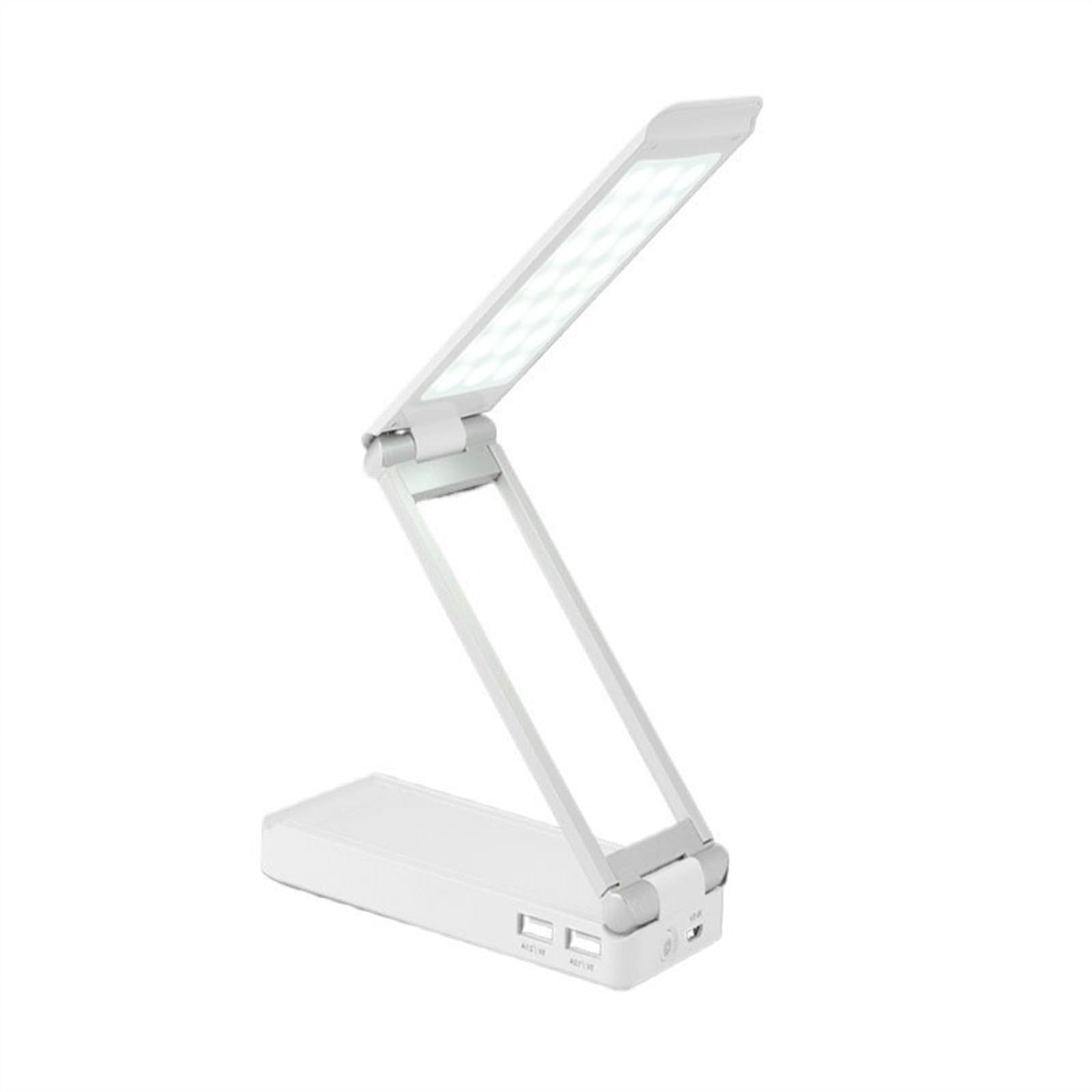 Lámpara Escritorio Lámpara de escritorio plegable portátil, lámpara de escritorio LED regulable con 5 modos de luz, lámpara de estudio de lectura con protección ocular con 2 puertos de carga USB Flexo