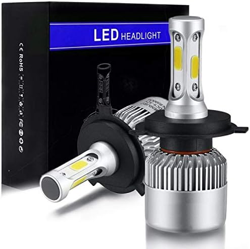 H4 9003 HB2 LED Headlight Bulbs Conversion Kit, SZFLWA S2 Series COB High Low Beam Headlamp, Dual Beam Head Light, Halogen Head Light Replacement, 6500K Xenon White, 1 Pair, 1 Year Warranty