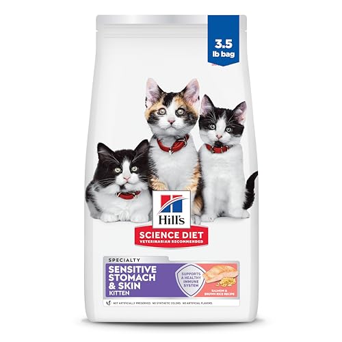 Hill's Science Diet Kitten Sensitive Stomach & Skin Dry Cat Food, Salmon & Brown Rice, 3.5 lb. Bag