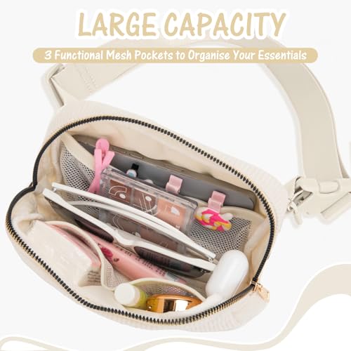 Image of Gitus Gifts for Teen Girls 10-12 12-14 14-16 16-18 Birthday Gifts for Girls Women Sister Teacher Initial Belt Bag Fanny Pack Crossbody Bags for Teen Girl Gifts Trendy Stuff Travel Essentials (Ivory-S)