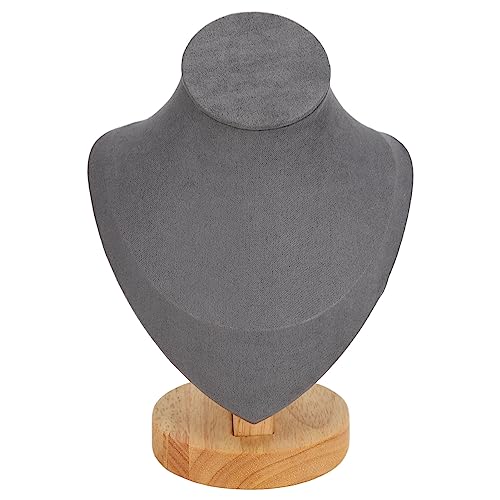 Asixxsix 6,9-Zoll-Halsketten-Ausstellungsständer, Flanell-Schmuckstaffelei, Halsketten-Ketten-Ausstellungs-Büste-Ständer Turm-Rack Mannequin-Schmuck-Büste-Ausstellungshalter für Shop-Event-Show(Grau)