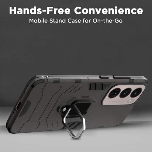 Image of Pikkme D5 Tough Armor Back Cover | 360 Protection Case | Ring Holder Stand Bumper Case for Oppo Reno 12 Pro 5G (Black)
