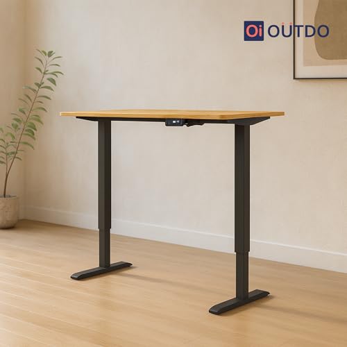 Image of Oi Outdo Flexpro Sit-Stand Smart Desk | Tundra Oak Finish Tabletop | Electric Height Adjustable Table for Work from Home and Office | Ergonomic Design