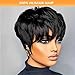 Tgezer Short Pixie Cut Wigs for Black Women Glueless Pixie Cut wig Human Hair Short Layered Brazilian Virgin Human Hair Wig for Women Color 1B# Full Machine Made