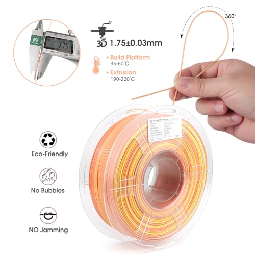 Image of iSANMATE Rainbow PLA+ Filament 1.75mm, Fast Color Change Rainbow Filament 3D Printing Filament, Multicolor Color Changing PLA Filament 1KG Spool (Sunset)