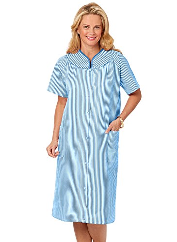 Carol Wright Gifts Seersucker House Coat and House Dress Duster, Color Blue, Size