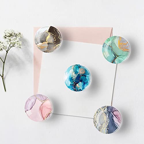 Fridge Magnets For Adults 12 Pcs Glass Modern Decorative Refrigerator Magnets Cute Colorful Strong Magnets For Fridge Dishwasher Classroom Whiteboard School Lockers (Marbling) #TOP2