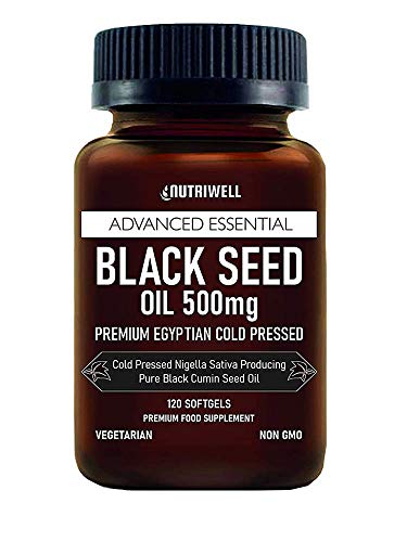 Black Seed Oil Softgel 120 Vegetarian Capsules 500mg | Non GMO- Made from Cold Pressed Nigella Sativa Producing Egyptian Black Cumin Seed Oil, Vegan & Vegetarian – Made in UK by Nutri Well