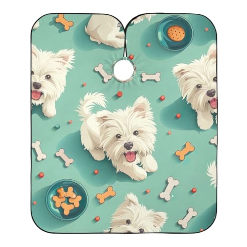 PaChyLuu West Highland Terrier Professional Barber Cape Waterproof Hair Cutting Salon Cape with Adjustable Snap Closure for Men Women