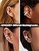 GEMQUEEN Silver Plated Ear Cuff Non Piercing Earrings for Women - Chunky Ear Cuffs Earring Non Pierced Ears Clip On Adjustable Fake Cartilage Jewelry 9 Pcs Set with 5A CZ