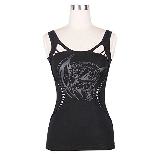 Chaleco gótico casual negro para mujer que busca ropa steampunk sexy con zonas caladas 5