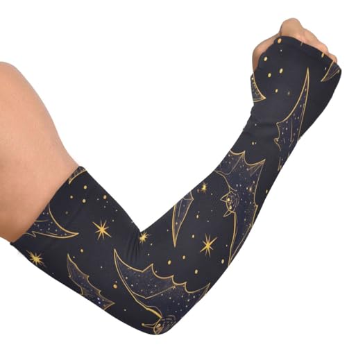 Cooling Arm Sleeves for Men Women UV Sun Protection Arm Covers Bats Dark Compression Sleeves Sports Football Golf Cycling