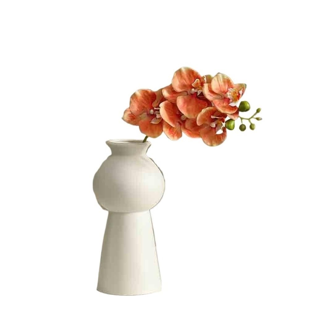 Bx9rE7tK3g Faux Flowers with Vase Desktop Decoration Orange Phalaenopsis Simulation Flower Single Fake Arrangement for Living Room Artificial Flowers