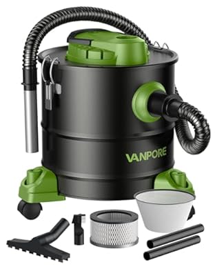 Foto di VANPORE Aspiracenere da 5,2 Galloni con Base con Ruote e Potenza di Aspirazione di 1200 W, Aspiracenere per Stufe a Pellet, Caminetti, Grill, Stufe a Legna, Bracieri, Verde
