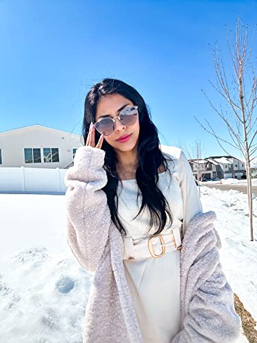 FEISEDY Vintage Polarized Cat Eye Sunglasses for Women Oversized Round Sunglasses Anti Glare B70002