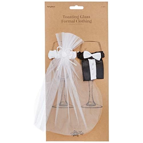 PartyDeco Champagnerglas Sektglas Hochzeitsdekoration Glasdekoration Braut und Bräutigam Hochzeitsdekoration Hochzeitskleid Hochzeitskleid Hochzeitsanzug Tischdekoration