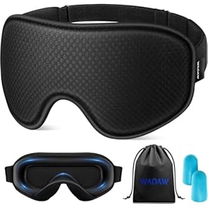 WAOAW Sleep Mask for Men Women: Blackout Eye Masks for Sleep – 3D Breathable Soft Comfortable Eye Mask for Travel – Adjustable Light Blocking Night Masks for Sleeping