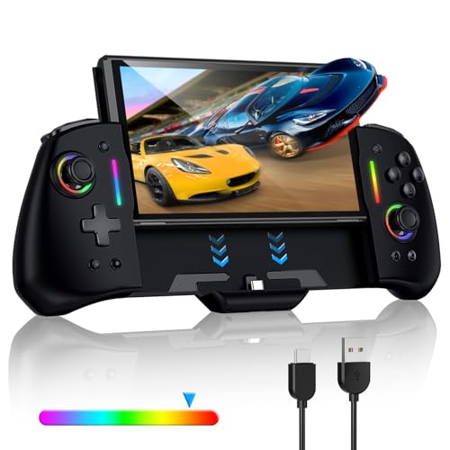 Switch Controller für Nintendo Switch/OLED, RGB einteiliger Joypad Controller für Joy-con mit einstellbarem TURBO, Dual ...