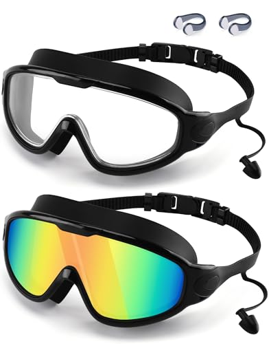 WIN.MAX Swimming Goggles 2 Pack Anti Fog Anti UV Clear