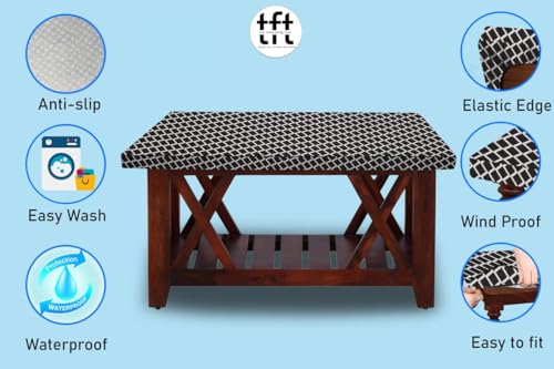 Image of The Furnishing Tree Elastic Rectangular Center Tpoy Table Cover WxL 24x48 in Inches Polyester Check Grey