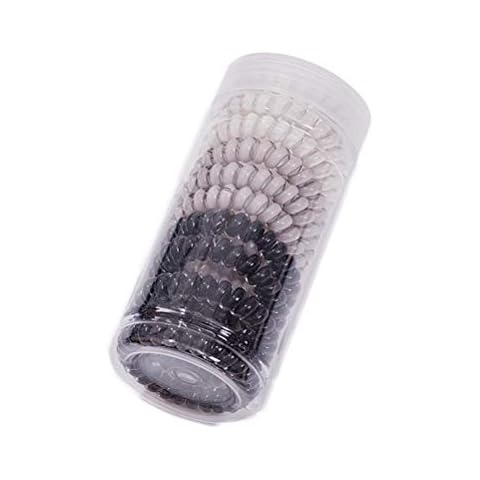 canjoyn 10 Pcs Rubber Spiral Hair Ties Elastic No Crease Coil Ponytail Holders Phone Cord Ties for Women's Thick Hair (Gray) Cover