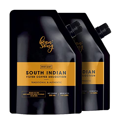 Bean Song Ready to Use South Indian Filter Coffee Decoction - 200ml (Pack of 2), 400ml | Instant Filter Coffee Decoction | Authentic 100% ‘A’ grade Arabica & Robusta Blend coffee