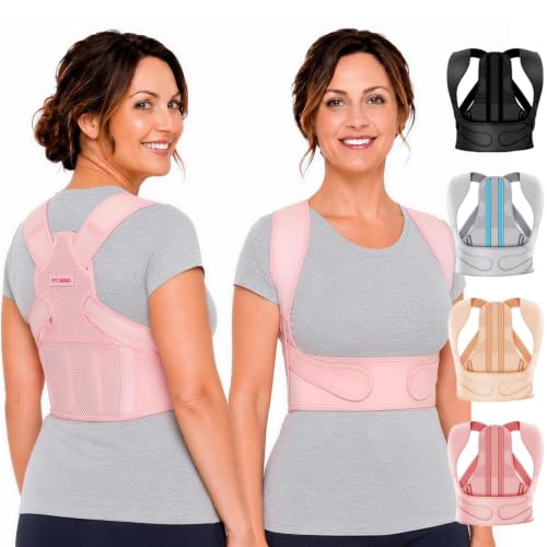Fit Geno Posture Corrector for Women: Adjustable Lightweight Upper Back Brace for Neck Shoulder & Upper Back Pain Relief - Improve Posture Correct Hunchback Slouching Kyphosis Invisible Under Clothes (XS/S Under Bust 26'-37')