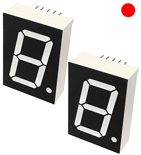 AERZETIX - C44100 - Lot de 2 - Afficheur numérique - module - panneaux lumineux - 34x24mm - LED 7 segments - rouge - THT - nombre de chiffre 1