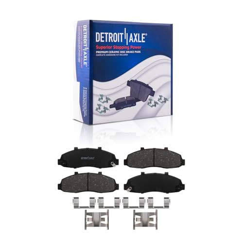 Image of Detroit Axle - 4WD Front Brake Kit for 1997-2003 Ford F-150, Drilled and Slotted Disc Brake Rotors Ceramic Brakes Pads with Hardware 1998 1999 2000 2001 2002 Replacement : 12.13 inch inch Rotor