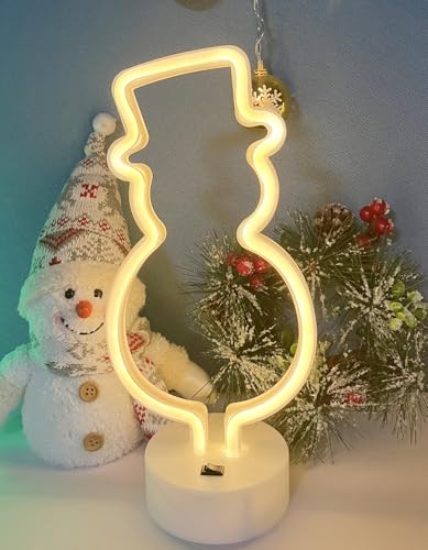 AOSCTELF Neon Light Sign,Snowman LED Neon Signs, Battery/USB Powered Light Up Acrylic Neon Sign Night Light for Christmas,Room Decor