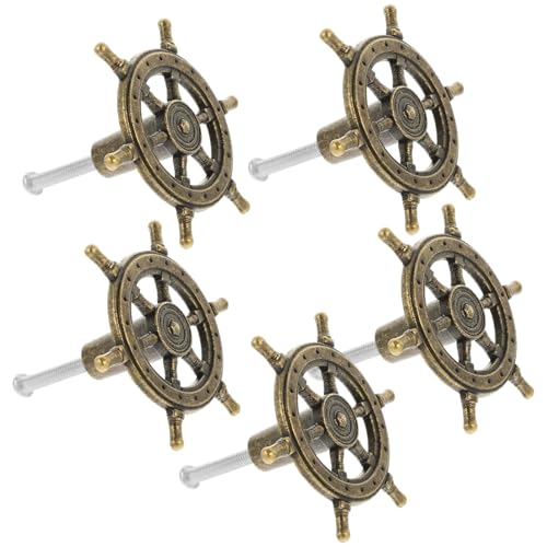 LALADEFIEE 5 Pomos para Armario en Aleación de Zinc Diseño de Timón de Barco, Estilo Vintage y Cómodo para Agarrar, Paquete de 5 Piezas para Cajones y Tocadores