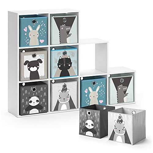 Vicco Kinderregal Weiß mit 8 Faltboxen - 142x108x29 cm gefertigt aus...