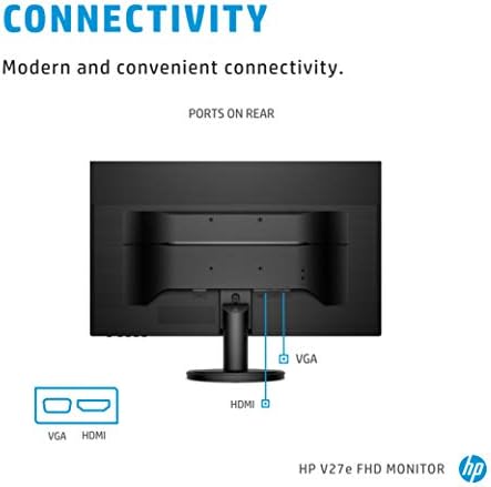 HP v27e Full HD Monitor (1920 x 1080) 27 Inch (1 VGA, 1 HDMI)  Black [Amazon Exclusive]