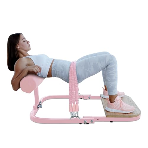 BootySprout Hip Thrust Machine for High Resistance Glute Training - Home Gym Workout - Comes with 45, 90, and 135 Lbs of Resistance - Pink