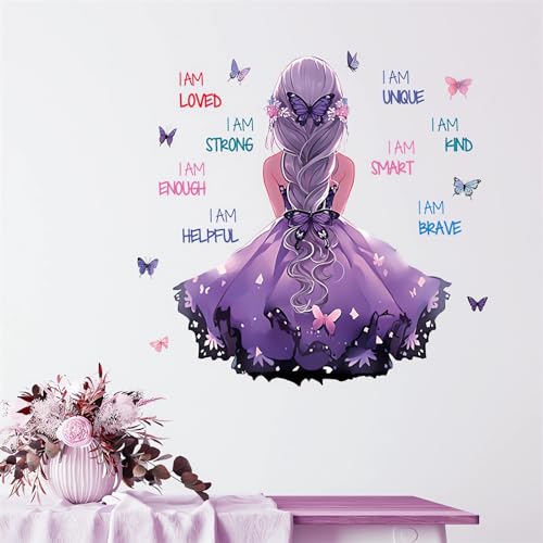 Vinilo decorativo Purple Ponytail Girl con frase motivacional miniatura 3