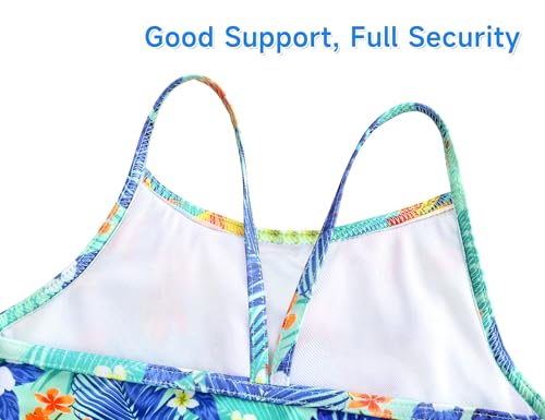 Image of Girls Tankini Swimsuit UPF50+ Ruffle 2 Piece Bathing Suit Full Coverage Kids Swimwear Ages 2-14 Years