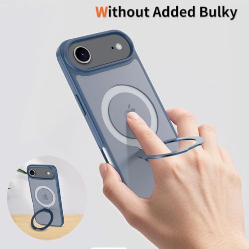 Image of Magnetic for iPhone 17 Air Case, 6.5 inch, Compatible with MagSafe, Rugged Kickstand, Not-Yellowing Military-Grade Protection, Matte Blue