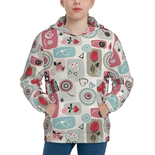Little Flowers in Retro Kid Hoodies Boys Sweatshirts Girls Pullover with Pocket