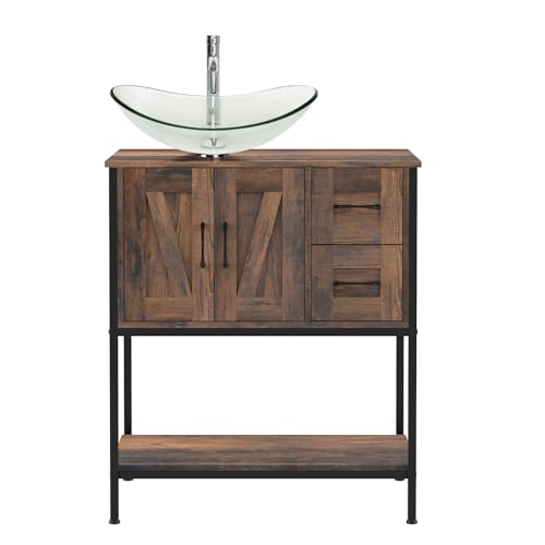 YOURLITE Bathroom Vanity, 30" Farmhouse Bathroom Vanity with Sink Combo