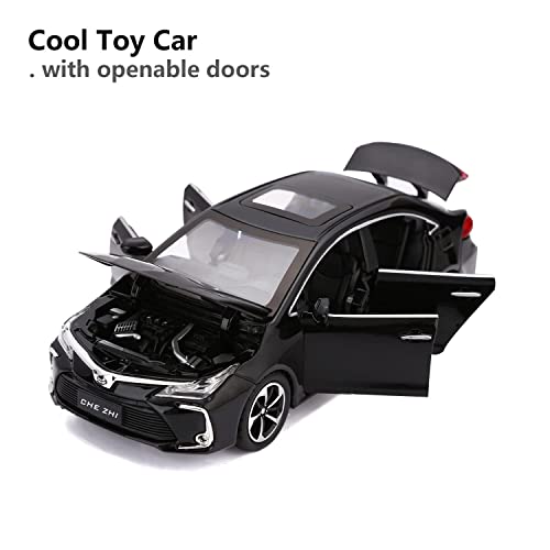 Image of Compatible for 1:32 Corolla Model Car, Zinc Alloy Pull Back Toy Car with Sound and Light for Kids Boy Girl-Black